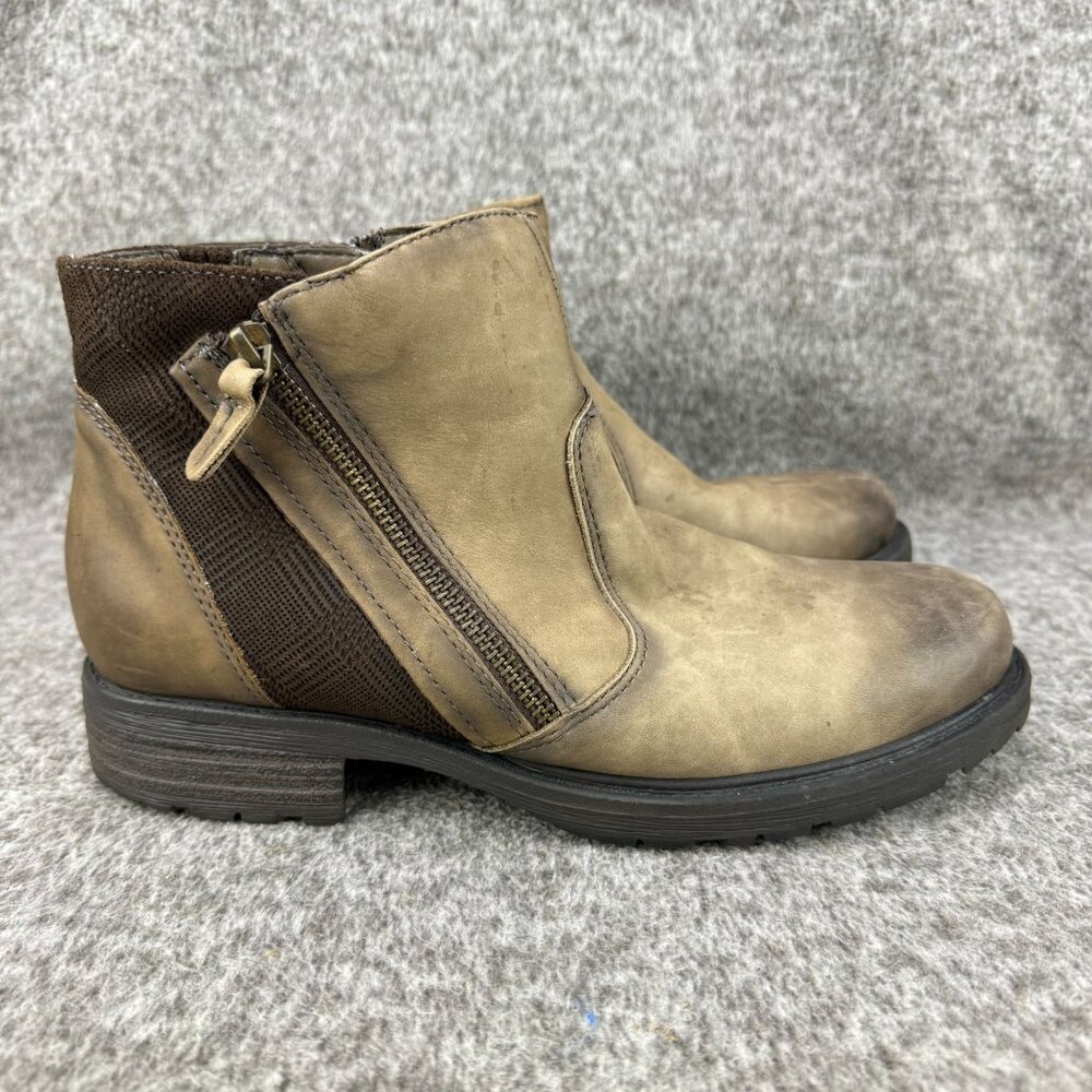 ✅Womens 9 Earth Jordan Stone Ankle Boots Brown Leather Side Zipper PEELING LINER